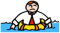 Businessman in a Tie Sitting on Blue Surface Clipart