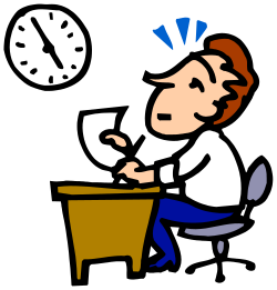 Man Sitting at Desk with Clock Clipart for Professional Use