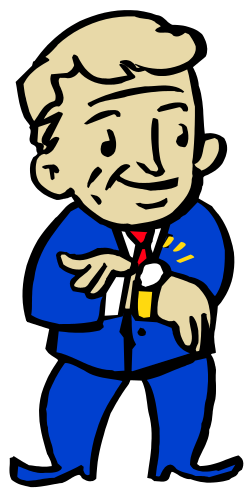 Cartoon Man in Blue Suit and Tie Clipart for Professional Use
