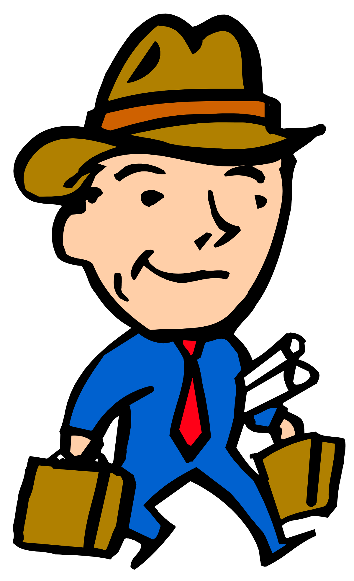 a man in a hat and tie with a briefcase clip art png transparent Man in Hat and Tie with Briefcase - Professional Clipart for Business Themes