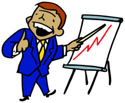 Businessman in Suit Pointing at Chart - Professional Clipart