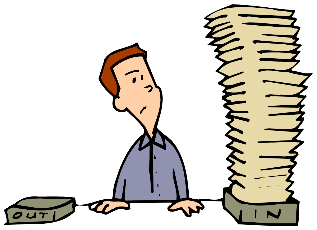 Man at Desk Surrounded by Papers - Professional Clipart for Your Projects