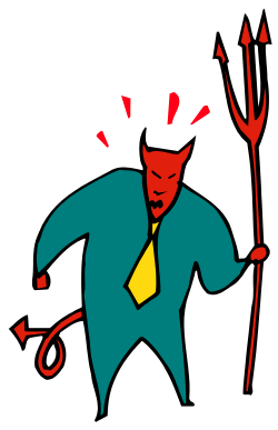 Man in Suit and Tie Holding Pitchfork - Clipart for Unique Themes