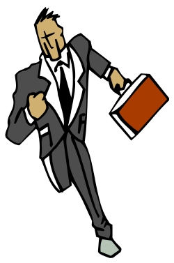 Businessman Running with Briefcase Clipart - Dynamic Office Scene