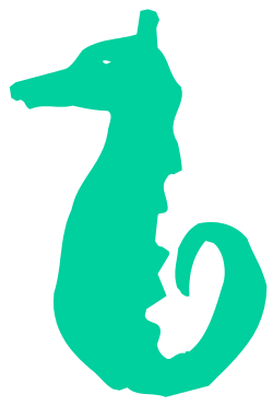 Seahorse Silhouette: Elegant Green Seahorse Against Black Background Clipart
