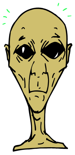 Alien Head with Green Eyes Clipart for Creative Projects