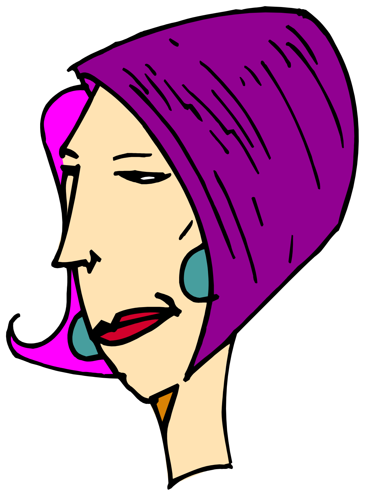 Purple Turban Woman Clipart - Elegant Fashion Illustration