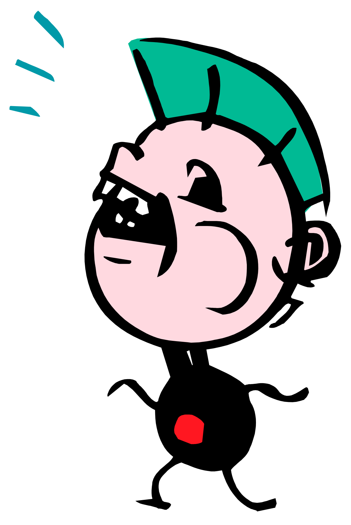 Cartoon Character Clipart: Green Hair and Red Nose Delight