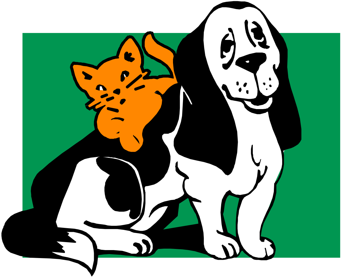 Dog and Cat Sitting Together - Adorable Pet Clipart