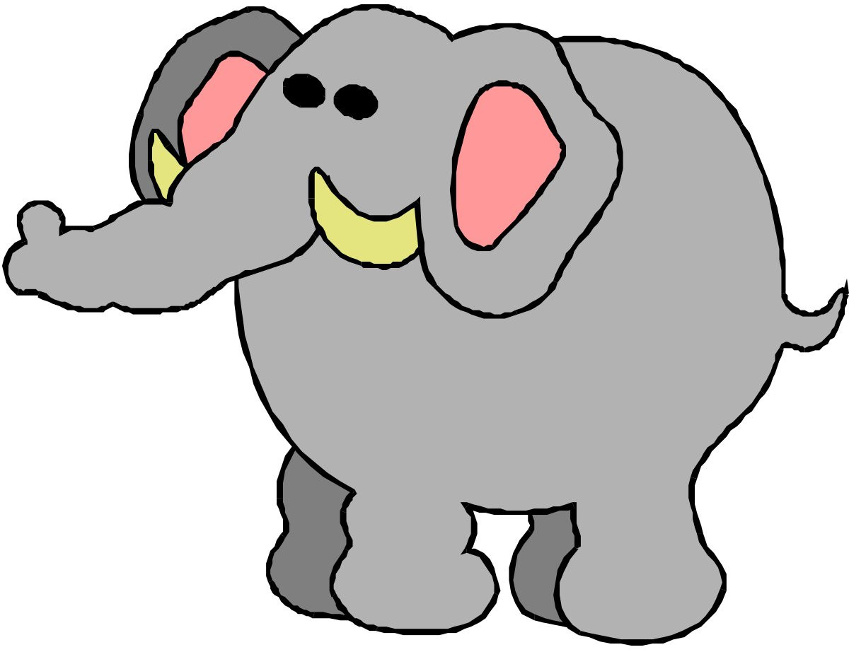 Elephant with Pink Tuffle on Trunk - Whimsical Clipart