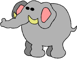 Elephant with Pink Tuffle on Trunk - Whimsical Clipart