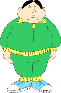 Cartoon Character in Green Shirt and Blue Pants Clipart