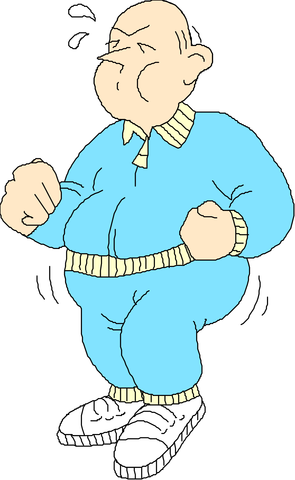 Cartoon Character in Blue Shirt and White Shoes - Fun Clipart