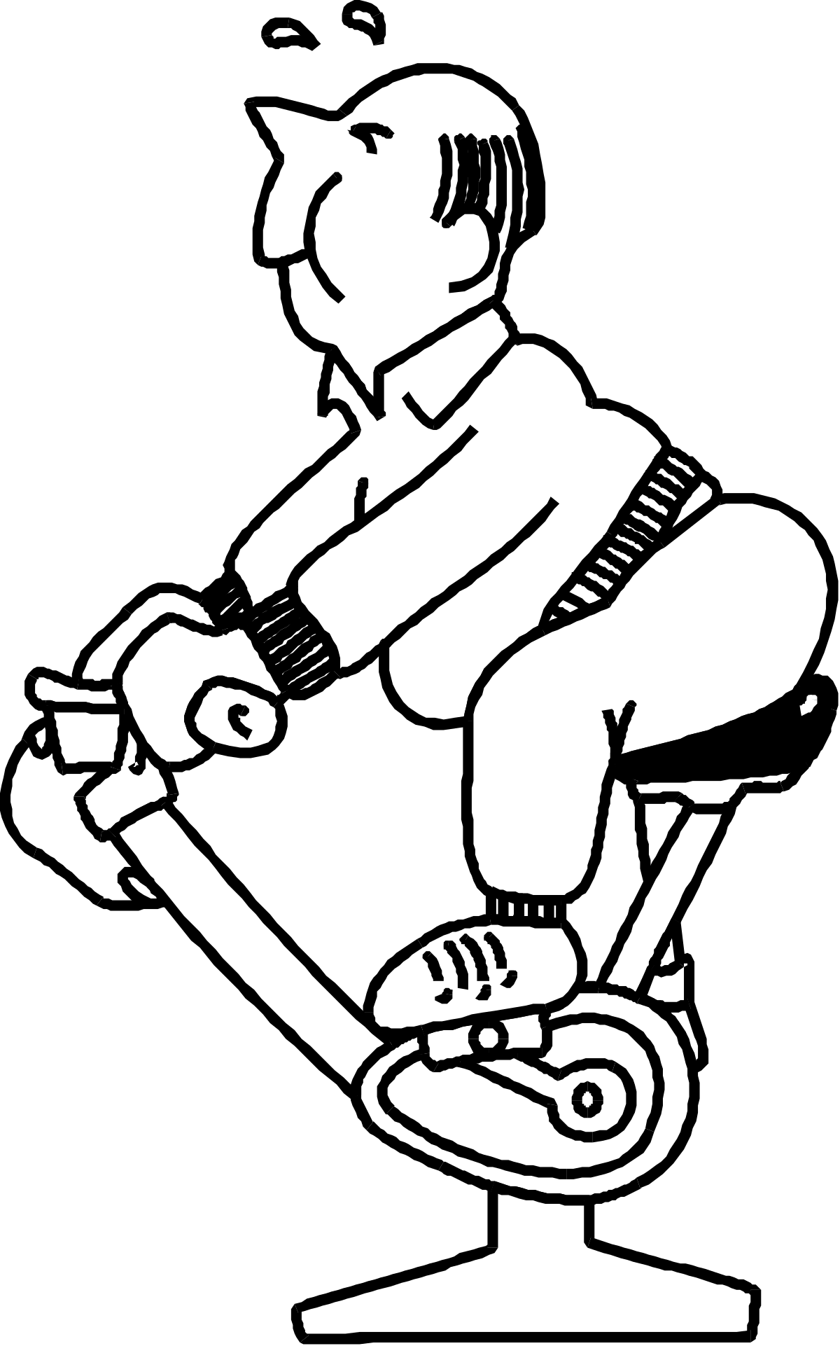 a white silhouette of a man on a stationarying bike clip art png transparent White Silhouette of Man on Stationary Bike Clipart: Dynamic Fitness Illustrations