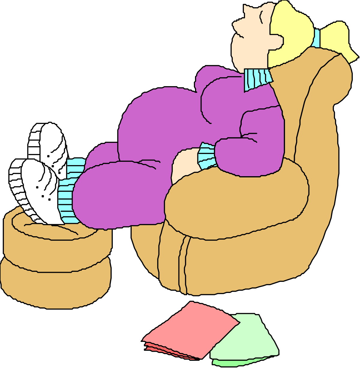 Sleeping Person on Couch with Cat - Cozy Clipart Design