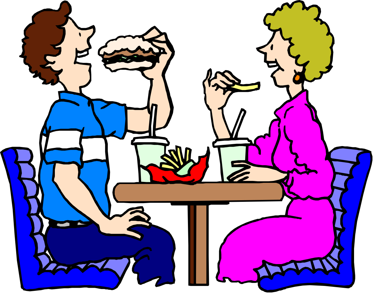 Man and Woman Dining at Table Clipart