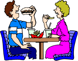 Man and Woman Dining at Table Clipart