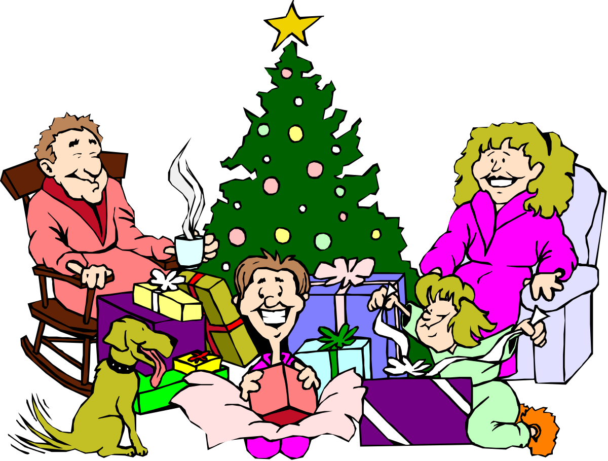 Christmas Tree Family Celebration Clipart: Joyous Moments Together