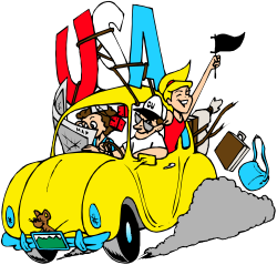 Cartoon Car with People Clipart - Fun and Dynamic Illustrations