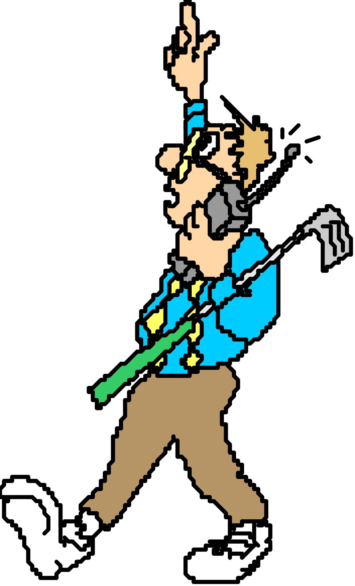 Man Walking with Cane Clipart - Vintage Style Illustration