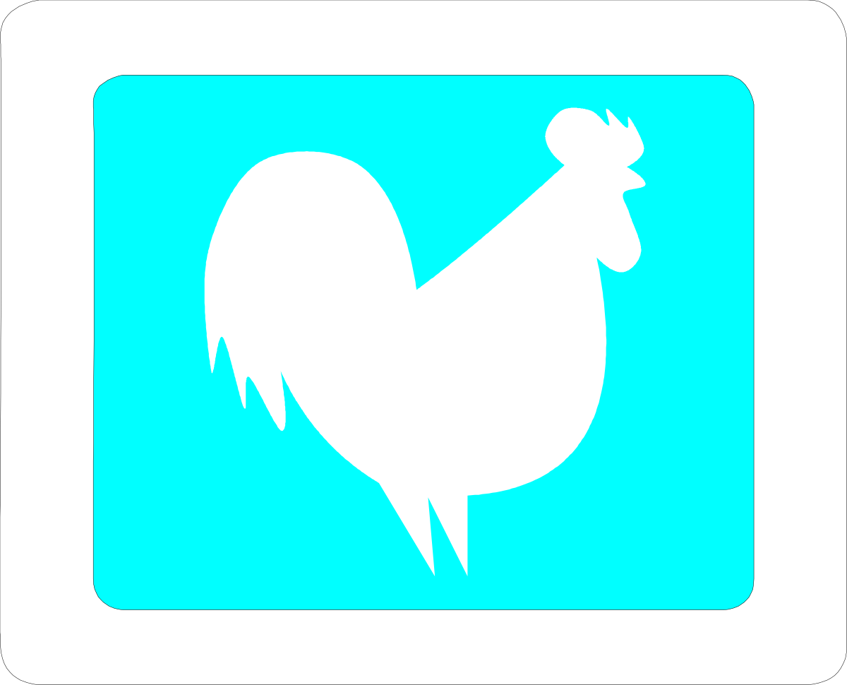 Rooster Clipart in Blue Square Icon - Vibrant and Versatile Design
