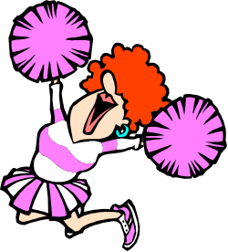 Cartoon Girl with Pink Hair and Cheerful Dress Clipart