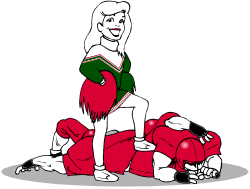 Woman in Green and Red Uniform Sitting on Ground Clipart