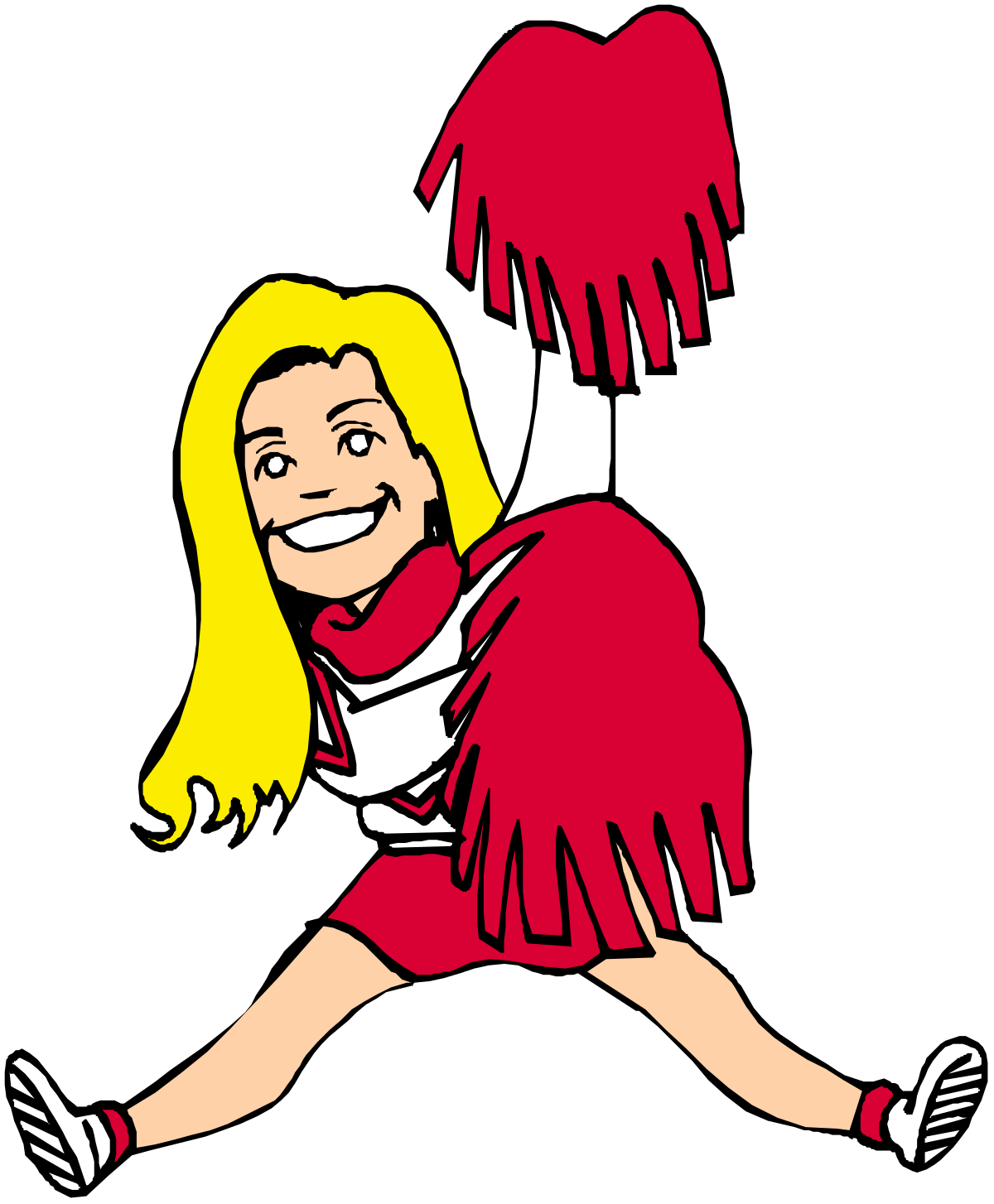 Cheerleader Cartoon Girl Clipart - Vibrant Cheer Uniform Illustration