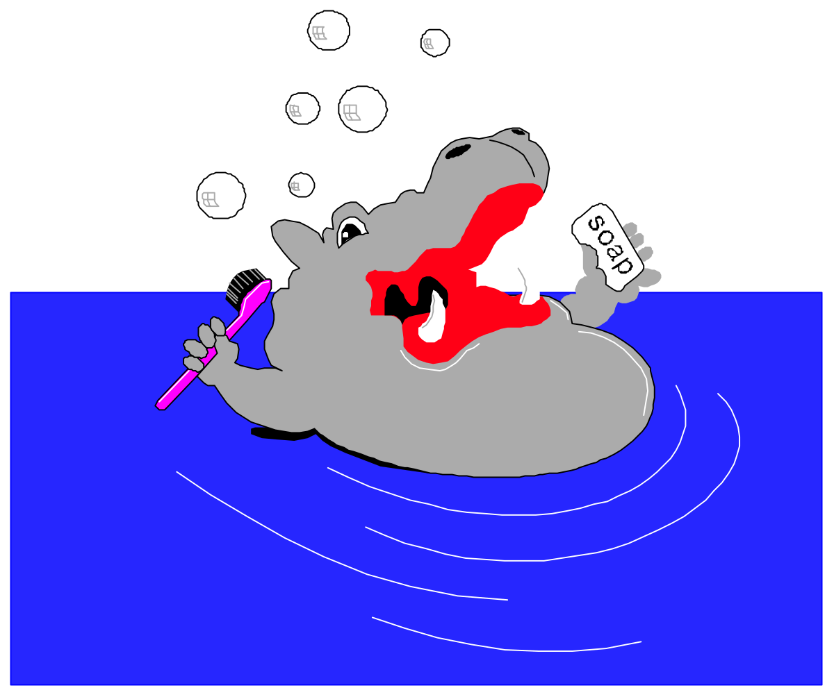 Cartoon Hippog Swimming in Water Clipart