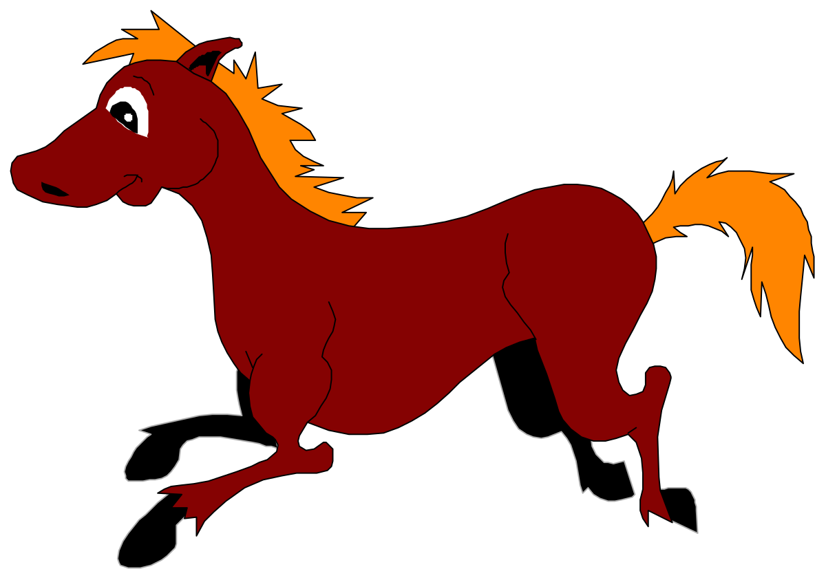 Horse Clipart: Vibrant Orange Manes and Elegant White Tail