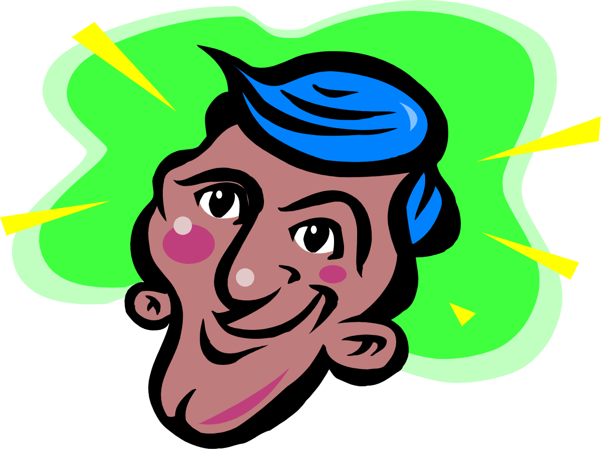 Cartoon Character Clipart with Green Hair and Blue Eyes