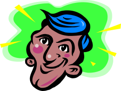 Cartoon Character Clipart with Green Hair and Blue Eyes