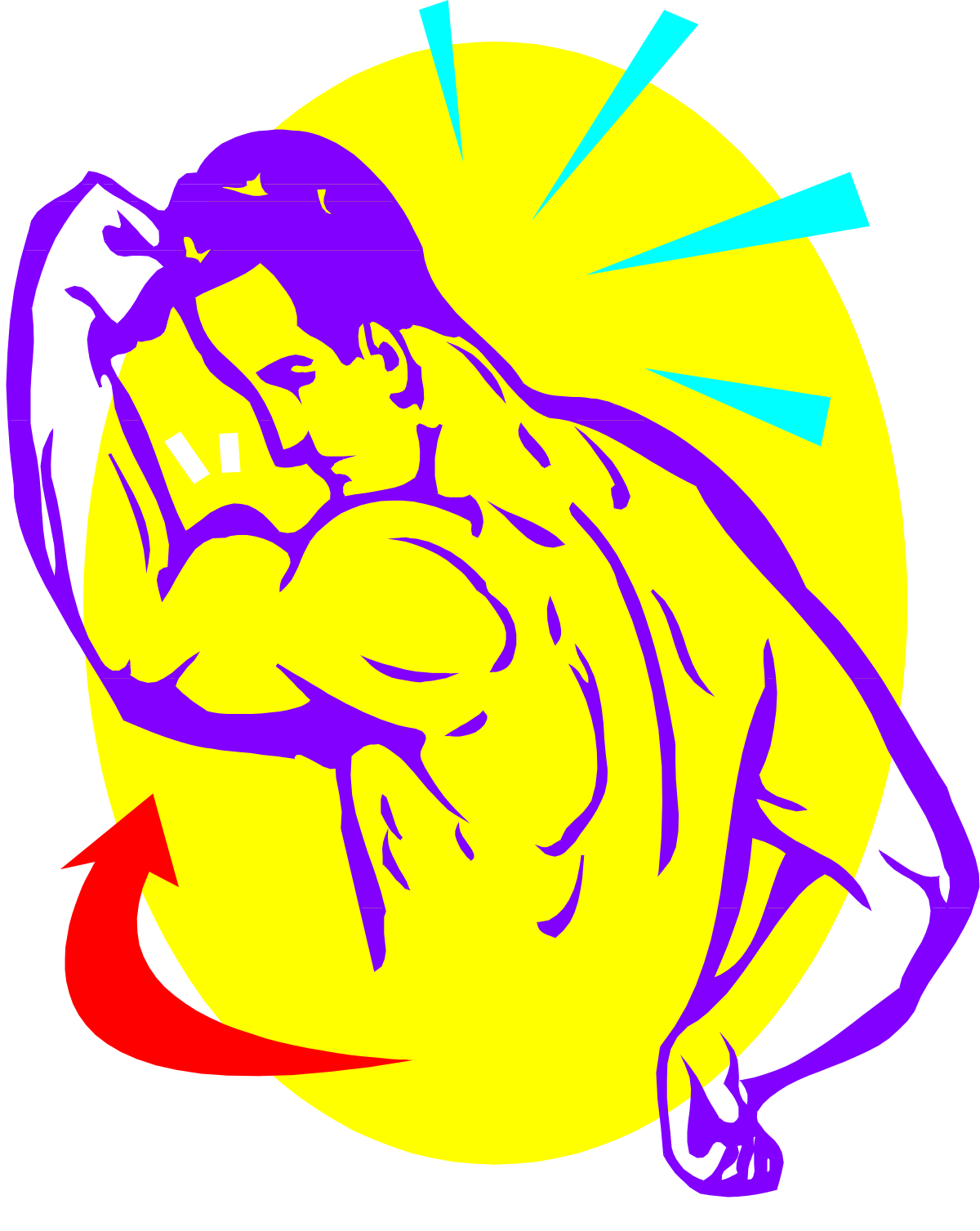 Vibrant Yellow Circle with Purple and Blue Design Clipart