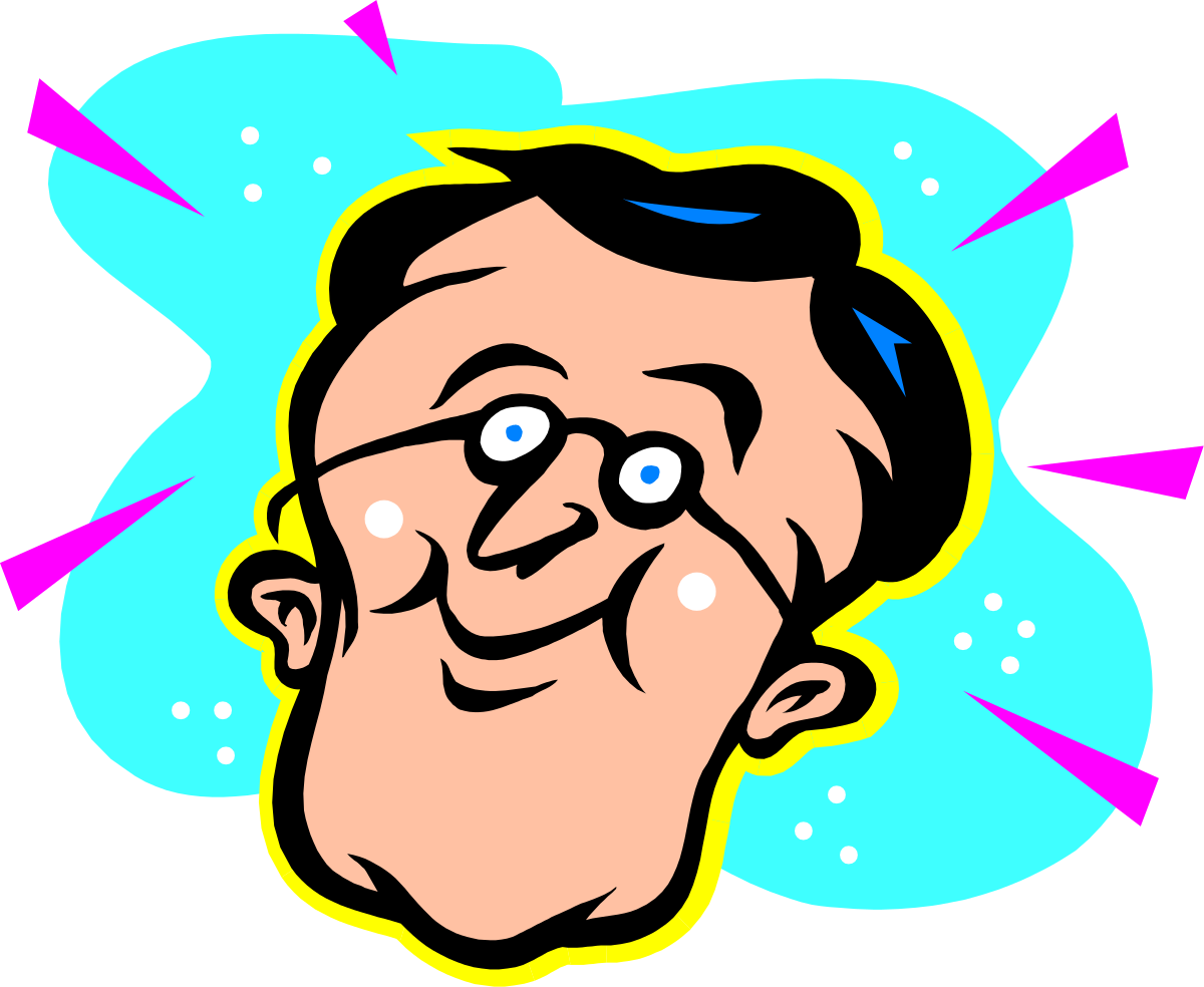 a cartoon man with glasses and a blue background clip art png transparent Cartoon Man with Glasses Against a Blue Background Clipart