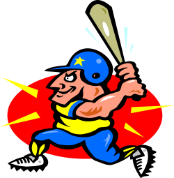 Cartoon Baseball Player Swinging Bat - Dynamic SVG Clipart