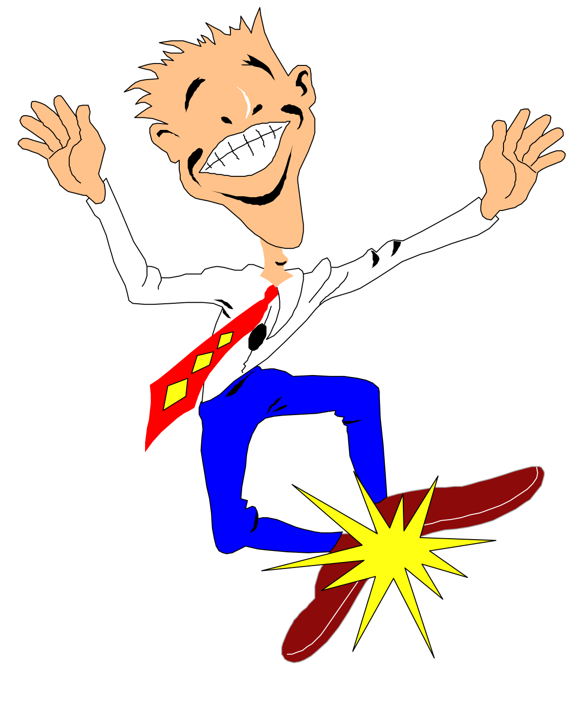 Jumping Cartoon Man in Suit and Tie Clipart