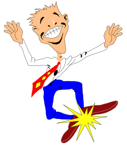 Jumping Cartoon Man in Suit and Tie Clipart