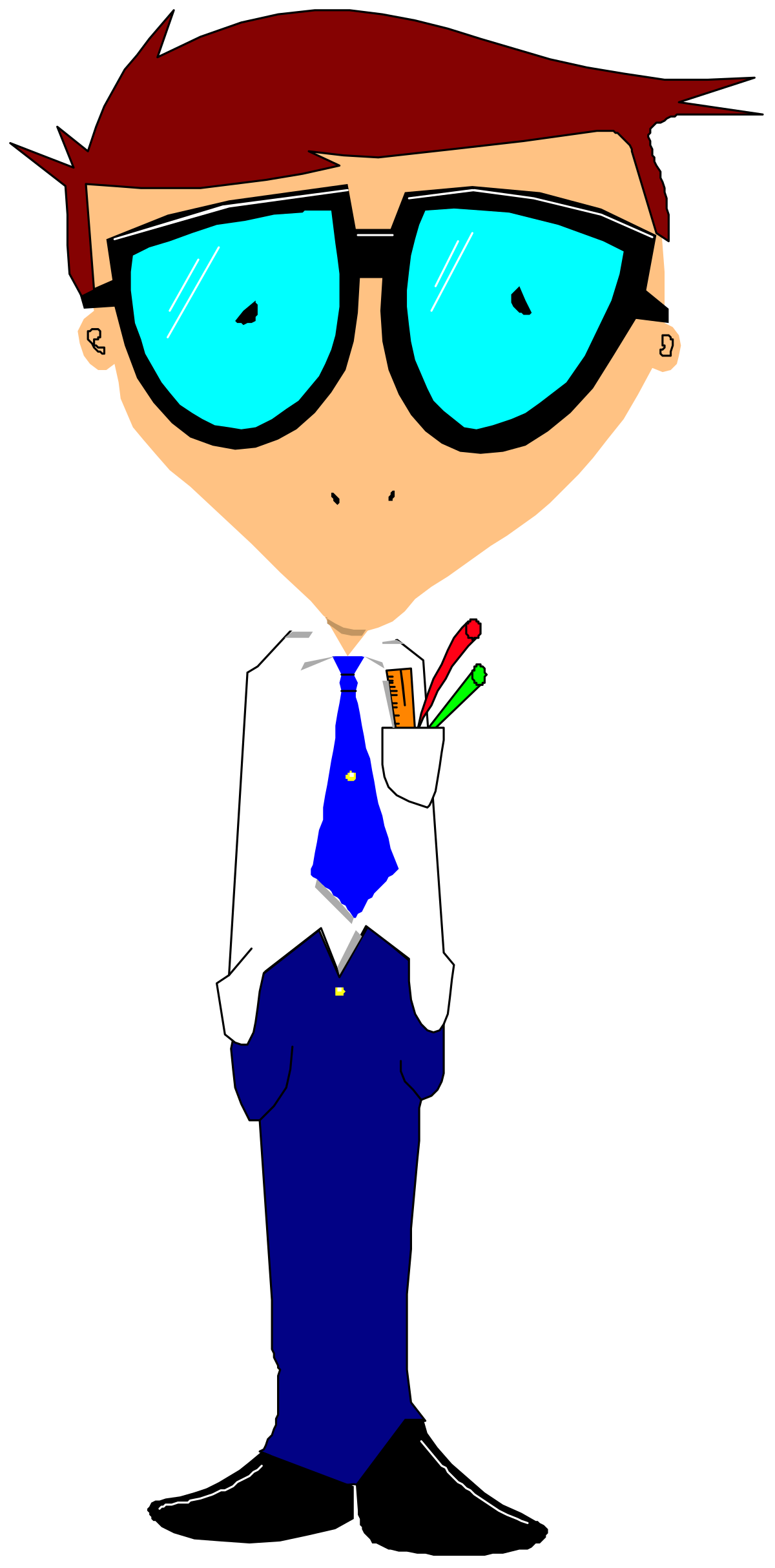 Cartoon Boy with Tie and Sunglasses Clipart - Playful Character Design