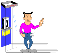 Cartoon Man Standing in Front of Vending Machine Clipart