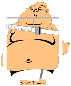 Fat Man with Measuring Tape: Humorous Clipart for Health and Fitness