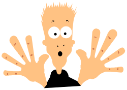 Cartoon Character with Hands Up - Fun and Playful Clipart