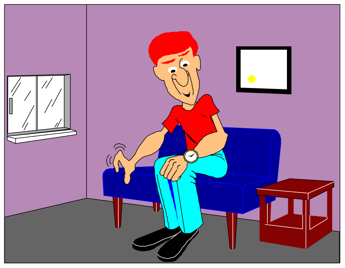 Couch Scene Clipart: Man Relaxing Comfortably