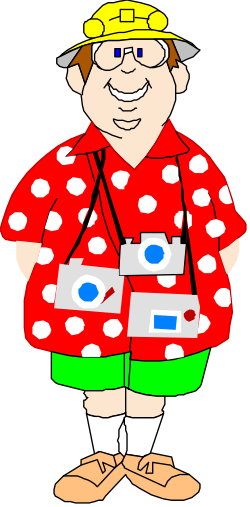 Man in Red Shirt and Green Shorts Holding a Box - Vibrant Clipart