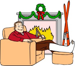 Fire Clipart: Man Sitting in a Chair by the Warm Flames
