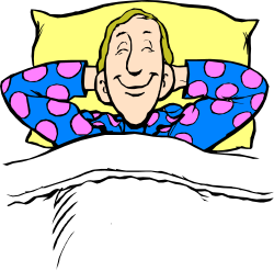 Cartoon Man Laying in Bed - Relaxing Clipart for Your Projects
