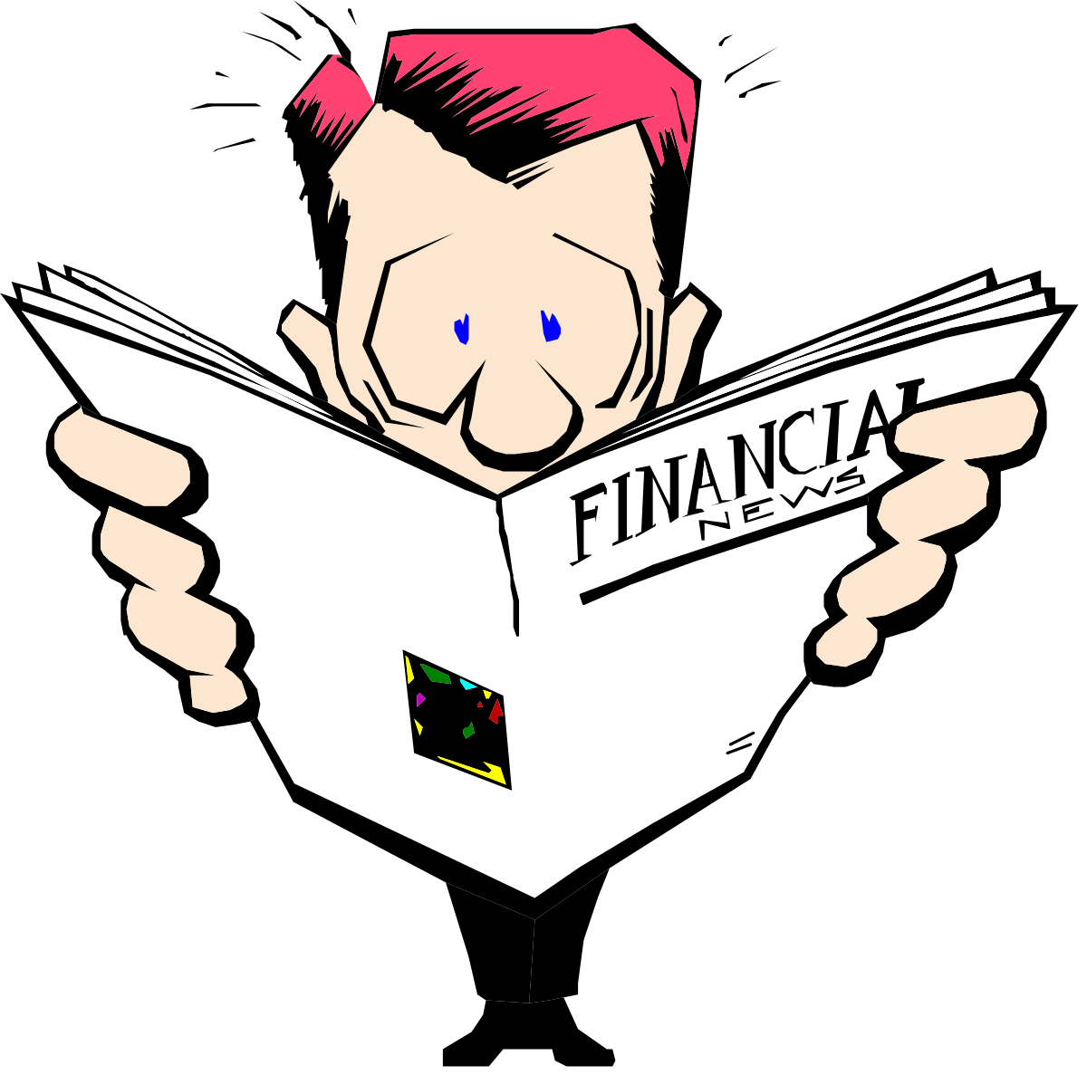 Man Reading Newspaper Clipart with Pink Hair