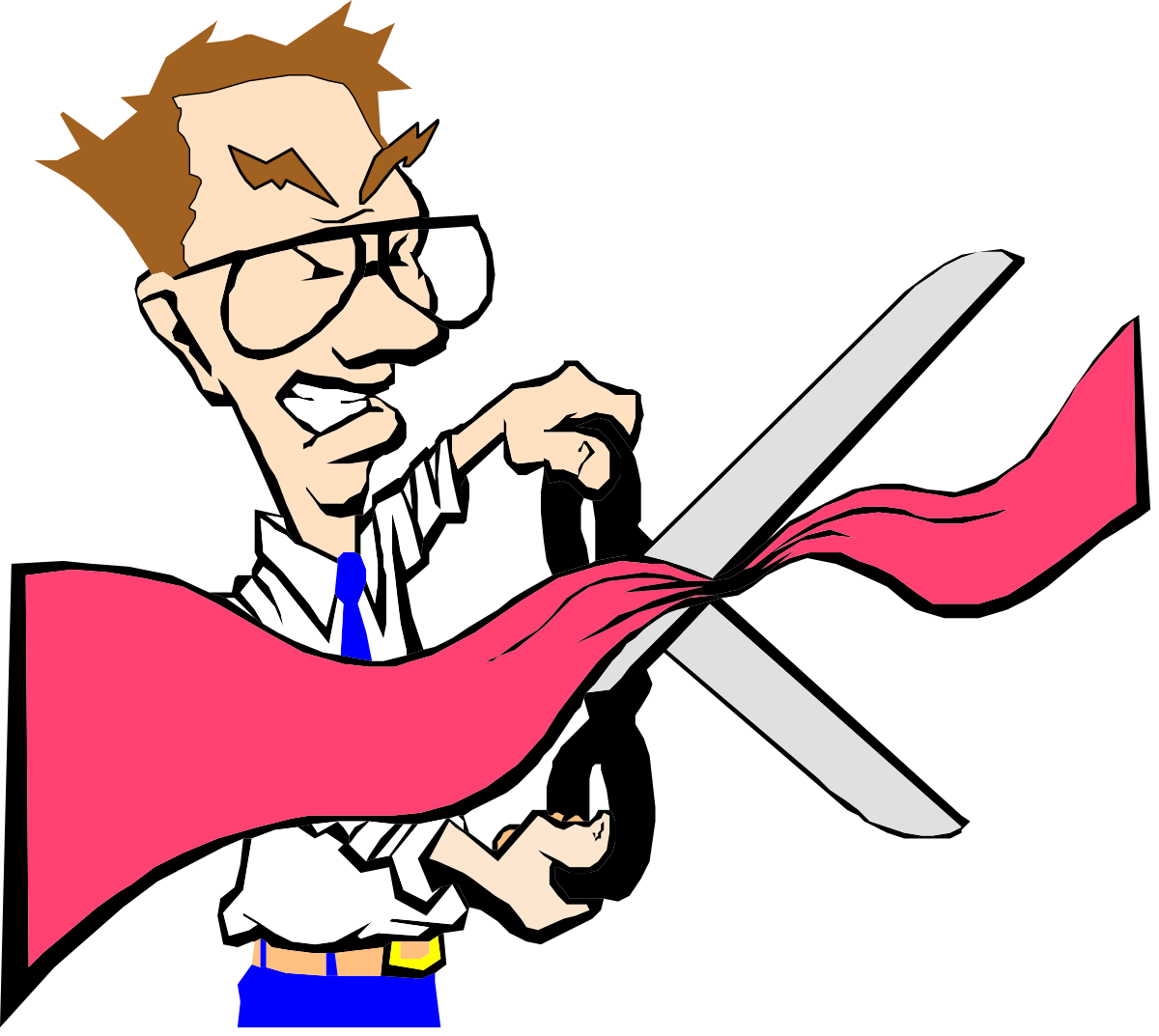 a cartoon man cutting a red ribbon clip art png transparent Cartoon Man Cutting Red Ribbon - Celebration Clipart