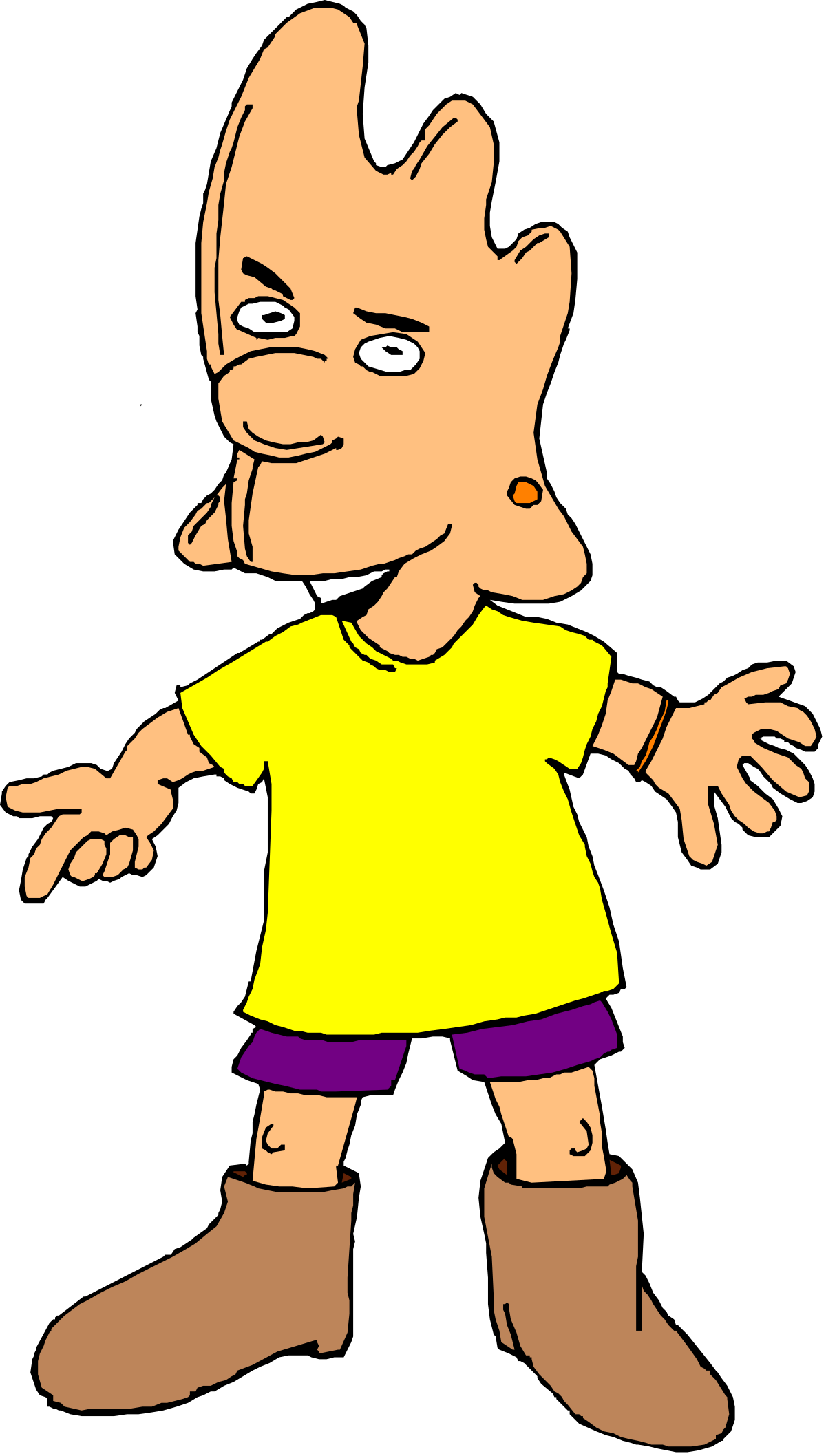 a cartoon character with a yellow shirt and purple shorts clip art png transparent Cartoon Character in Yellow Shirt and Purple Shorts Clipart