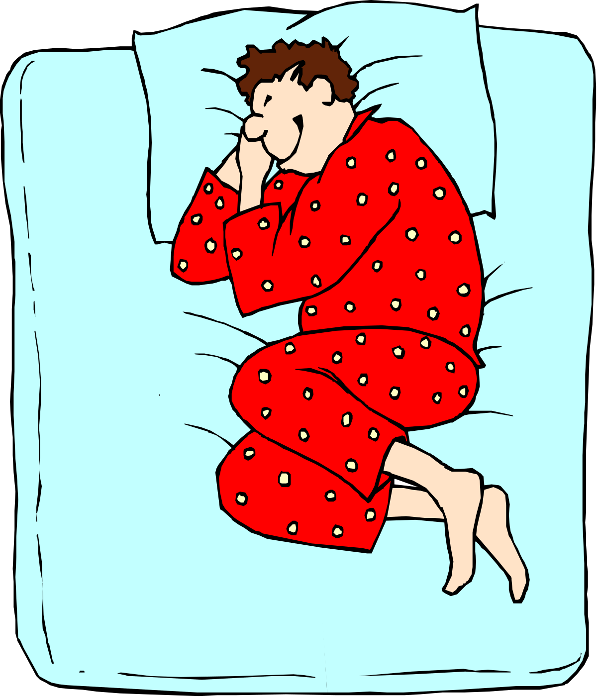 Sleeping Man in Pajamas on a Pillow Clipart