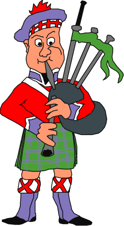 Man in Kilt Playing Bagpipe Clipart - Traditional Scottish Music Scene